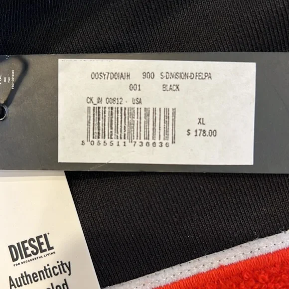 🇺🇸 BRAND NWT DIESEL HOODIE $178.00 🇺🇸 - Picture 10 of 10